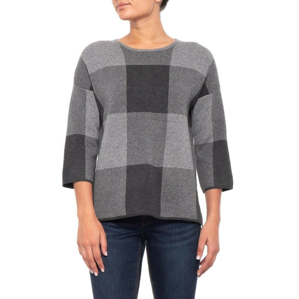 NWT MAX STUDIO Charcoal Gray Knit Crew Sweater Small S New